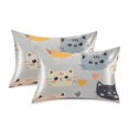 thumbnail image 1 of Yayeee Pillowcase Queen Size Set of 2 Satin Wrinkle Resistant Pillow Case, Cute Cartoon Cat, 1 of 8