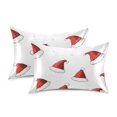 thumbnail image 1 of Yayeee Pillowcase Queen Size Set of 2 Satin Wrinkle Resistant Pillow Case, Cute Santa Hats Pattern, 1 of 8