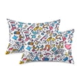 thumbnail image 1 of Yayeee Pillowcase Queen Size Set of 2 Satin Wrinkle Resistant Pillow Case, Doodle Pattern, 1 of 7