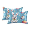 thumbnail image 1 of Yayeee Pillowcase Queen Size Set of 2 Satin Wrinkle Resistant Pillow Case, Easter Bunny Pattern, 1 of 8