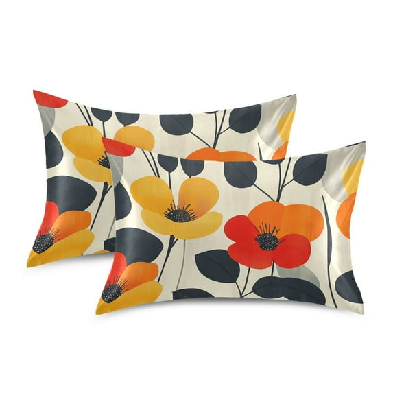 Yayeee Pillowcase Queen Size Set of 2 Satin Wrinkle Resistant Pillow Case, Floral Pattern