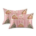 thumbnail image 1 of Yayeee Pillowcase Queen Size Set of 2 Satin Wrinkle Resistant Pillow Case, Gingerbread Houses, 1 of 8