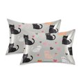 thumbnail image 1 of Yayeee Pillowcase Queen Size Set of 2 Satin Wrinkle Resistant Pillow Case, Gray Cartoon Pattern, 1 of 8