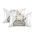 thumbnail image 1 of Yayeee Pillowcase Queen Size Set of 2 Satin Wrinkle Resistant Pillow Case, Green Cute Cat, 1 of 7