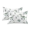 thumbnail image 1 of Yayeee Pillowcase Queen Size Set of 2 Satin Wrinkle Resistant Pillow Case, Green Dinosaur Pattern, 1 of 8