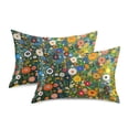 thumbnail image 1 of Yayeee Pillowcase Queen Size Set of 2 Satin Wrinkle Resistant Pillow Case, Green Floral Garden, 1 of 8