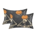 thumbnail image 1 of Yayeee Pillowcase Queen Size Set of 2 Satin Wrinkle Resistant Pillow Case, Halloween Skeleton Moon, 1 of 7