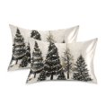 thumbnail image 1 of Yayeee Pillowcase Queen Size Set of 2 Satin Wrinkle Resistant Pillow Case, Hand Drawn Christmas Trees, 1 of 7