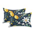 thumbnail image 1 of Yayeee Pillowcase Queen Size Set of 2 Satin Wrinkle Resistant Pillow Case, Lemon Flowers, 1 of 7