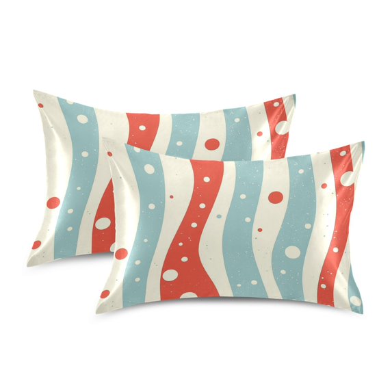 Yayeee Pillowcase Queen Size Set of 2 Satin Wrinkle Resistant Pillow Case, Light Blue Pattern