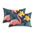 thumbnail image 1 of Yayeee Pillowcase Queen Size Set of 2 Satin Wrinkle Resistant Pillow Case, Pink Floral Flamingo, 1 of 7
