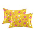 thumbnail image 1 of Yayeee Pillowcase Queen Size Set of 2 Satin Wrinkle Resistant Pillow Case, Pink Stars, 1 of 7