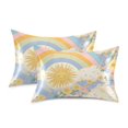 thumbnail image 1 of Yayeee Pillowcase Queen Size Set of 2 Satin Wrinkle Resistant Pillow Case, Purple Rainbow Clouds, 1 of 7