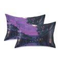 thumbnail image 1 of Yayeee Pillowcase Queen Size Set of 2 Satin Wrinkle Resistant Pillow Case, Purple Street, 1 of 7