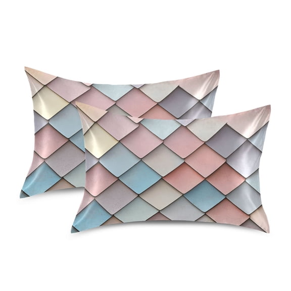 Yayeee Pillowcase Queen Size Set of 2 Satin Wrinkle Resistant Pillow Case, Red Art Pattern