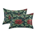thumbnail image 1 of Yayeee Pillowcase Queen Size Set of 2 Satin Wrinkle Resistant Pillow Case, Red Christmas Poinsettias, 1 of 8