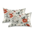 thumbnail image 1 of Yayeee Pillowcase Queen Size Set of 2 Satin Wrinkle Resistant Pillow Case, Red and White Floral Pattern, 1 of 7