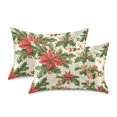 thumbnail image 1 of Yayeee Pillowcase Queen Size Set of 2 Satin Wrinkle Resistant Pillow Case, Retro Christmas Holly, 1 of 8