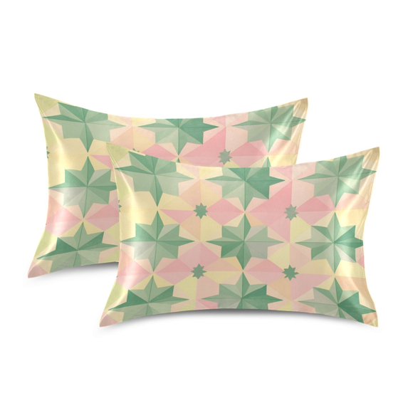 Yayeee Pillowcase Queen Size Set of 2 Satin Wrinkle Resistant Pillow Case, Retro Symmetrical Stars