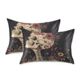 thumbnail image 1 of Yayeee Pillowcase Queen Size Set of 2 Satin Wrinkle Resistant Pillow Case, Skeleton with Flowers Pattern, 1 of 7