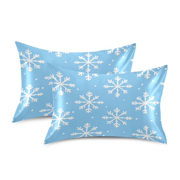 Yayeee Pillowcase Queen Size Set of 2 Satin Wrinkle Resistant Pillow Case, Snowflake Pattern