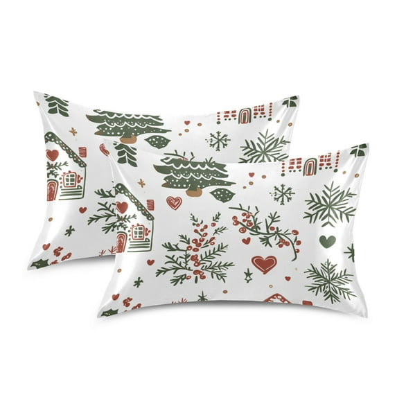 Yayeee Pillowcase Queen Size Set of 2 Satin Wrinkle Resistant Pillow Case, White Nordic Christmas House