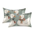thumbnail image 1 of Yayeee Pillowcase Queen Size Set of 2 Satin Wrinkle Resistant Pillow Case, Winter Goose Scarves, 1 of 8