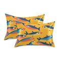 thumbnail image 1 of Yayeee Pillowcase Queen Size Set of 2 Satin Wrinkle Resistant Pillow Case, Yellow Sardines Pattern, 1 of 7