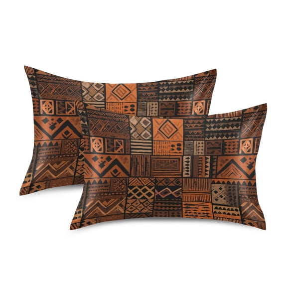 Yayeee Pillowcase Standard Size Set of 2 Satin Wrinkle Resistant Envelope Pillow Case, Abstract Tribal Pattern
