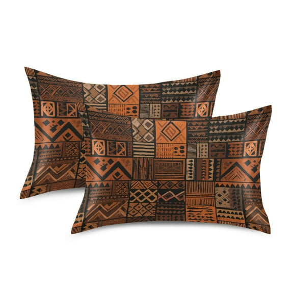 Yayeee Pillowcase Standard Size Set of 2 Satin Wrinkle Resistant Envelope Pillow Case, Abstract Tribal Pattern