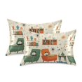 thumbnail image 1 of Yayeee Pillowcase Standard Size Set of 2 Satin Wrinkle Resistant Envelope Pillow Case, Beige Cats Reading, 1 of 8