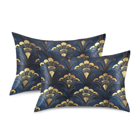 Yayeee Pillowcase Standard Size Set of 2 Satin Wrinkle Resistant Envelope Pillow Case, Blue Art Pattern