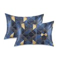thumbnail image 1 of Yayeee Pillowcase Standard Size Set of 2 Satin Wrinkle Resistant Envelope Pillow Case, Blue Geometric Pattern, 1 of 8