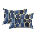 thumbnail image 1 of Yayeee Pillowcase Standard Size Set of 2 Satin Wrinkle Resistant Envelope Pillow Case, Blue Hexagon Pattern, 1 of 8