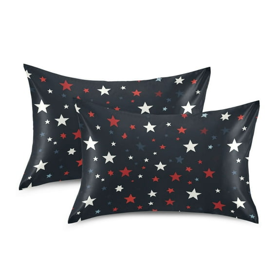 Yayeee Pillowcase Standard Size Set of 2 Satin Wrinkle Resistant Envelope Pillow Case, Blue Stars Pattern