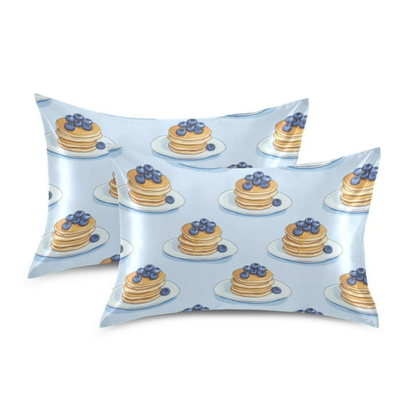 Yayeee Pillowcase Standard Size Set of 2 Satin Wrinkle Resistant Envelope Pillow Case, Blueberry Pancake Pattern