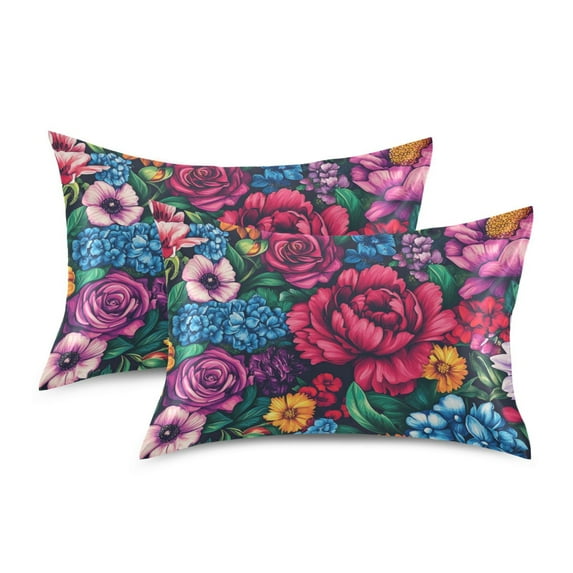 Yayeee Pillowcase Standard Size Set of 2 Satin Wrinkle Resistant Envelope Pillow Case, Charming Floral Pattern