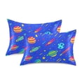 thumbnail image 1 of Yayeee Pillowcase Standard Size Set of 2 Satin Wrinkle Resistant Envelope Pillow Case, Colorful Cartoon Planets, 1 of 8
