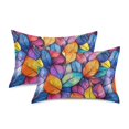 thumbnail image 1 of Yayeee Pillowcase Standard Size Set of 2 Satin Wrinkle Resistant Envelope Pillow Case, Colorful Leaves, 1 of 8