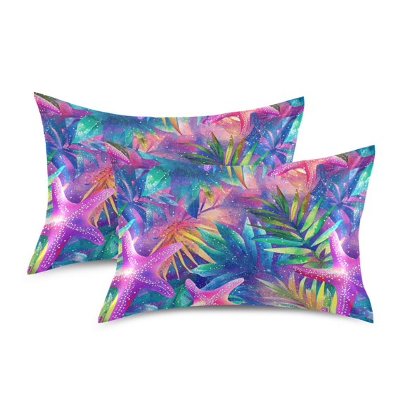 Yayeee Pillowcase Standard Size Set of 2 Satin Wrinkle Resistant Envelope Pillow Case, Colorful Starfish