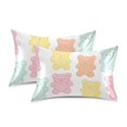 thumbnail image 1 of Yayeee Pillowcase Standard Size Set of 2 Satin Wrinkle Resistant Envelope Pillow Case, Cute Gummy Bears Pattern, 1 of 8