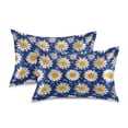 thumbnail image 1 of Yayeee Pillowcase Standard Size Set of 2 Satin Wrinkle Resistant Envelope Pillow Case, Elegant Daisy Pattern, 1 of 8