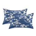 thumbnail image 1 of Yayeee Pillowcase Standard Size Set of 2 Satin Wrinkle Resistant Envelope Pillow Case, Floral Ocean Waves, 1 of 8