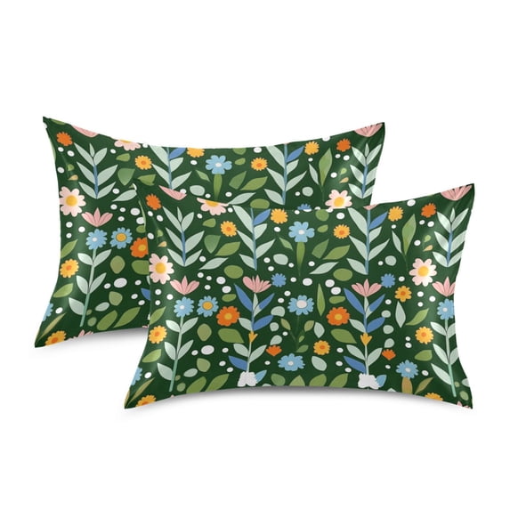 Yayeee Pillowcase Standard Size Set of 2 Satin Wrinkle Resistant Envelope Pillow Case, Flourish Flowers Pattern