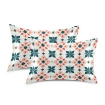 Yayeee Pillowcase Standard Size Set of 2 Satin Wrinkle Resistant Envelope Pillow Case, Flowers Geometric Pattern