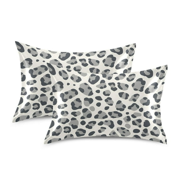 Yayeee Pillowcase Standard Size Set of 2 Satin Wrinkle Resistant Envelope Pillow Case, Gray Leopard Pattern