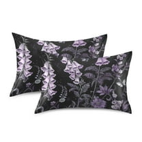 Yayeee Pillowcase Standard Size Set of 2 Satin Wrinkle Resistant Envelope Pillow Case, Light Purple Flowers