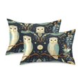 thumbnail image 1 of Yayeee Pillowcase Standard Size Set of 2 Satin Wrinkle Resistant Envelope Pillow Case, Mystical Owls Pattern, 1 of 8