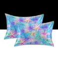 thumbnail image 1 of Yayeee Pillowcase Standard Size Set of 2 Satin Wrinkle Resistant Envelope Pillow Case, Neon Starfish Pattern, 1 of 8