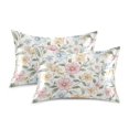 thumbnail image 1 of Yayeee Pillowcase Standard Size Set of 2 Satin Wrinkle Resistant Envelope Pillow Case, Pastel Floral Pattern, 1 of 8